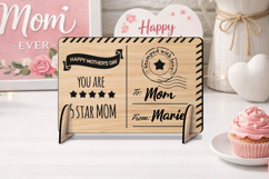 5 Stars Mom Happy Mother's Day SVG Post Card Present Laser Product Image 3