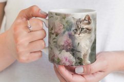 Cute Cat Mug Sublimation | Watercolor Mug Wrap 11 &amp; 15 oz Product Image 3