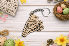 Bird Flower Laser SVG Spring Keychain Gift Present Summer Product Image 3