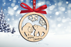 Couple Bear Merry Christmas SVG Ornament Holiday Laser Decor Product Image 4