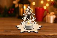 Snowflakes Pattern SVG Candle Holder Christmas Holiday Tree Product Image 3