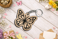 Butterfly Spring Keychain Laser SVG Gift Summer Present Product Image 3
