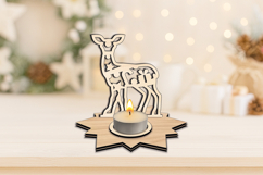 Fawn Holiday Candle Holder SVG Christmas Star Present Gift Product Image 3