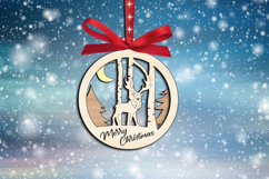 SVG Deer Wood Merry Christmas Ornament Laser Holiday Present Product Image 3