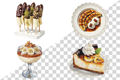 Banana Dessert | Watercolor art Split Cup Cake Fruit PNG Product Image 3