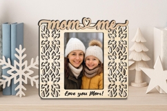 SVG Snowflake Mom and Me Photo Frame Laser Gift Christmas Product Image 3