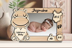 SVG Baby Hippo Photo Frame Board Newborn Picture Gift Laser Product Image 3