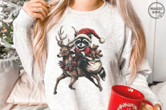 Sorta Merry Sorta Feral PNG Funny Raccoon Christmas Clipart Product Image 3