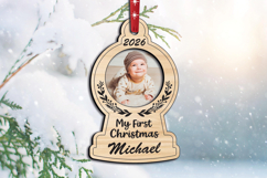 Winter Globe SVG Baby Photo First Christmas Ornament Laser Product Image 3