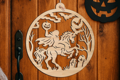Halloween Headless Horseman Door Hanger SVG Welcome Sign Product Image 3