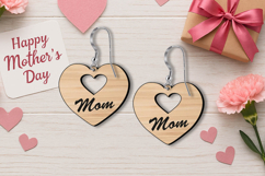 Mother's Day Heart Cutout Mom Earrings Design SVG Laser Gift Product Image 3