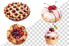 Cherry Dessert | Watercolor Fruit Summer cake pastry bakery Product Image 3