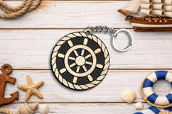 Ship Steering Wheel Ocean Keychain Gift SVG Laser Present Product Image 3