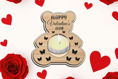 Happy Valentine's Day Bear Candle Holder Laser SVG Love Gift Product Image 3
