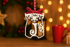 Letter J SVG Christmas Ornament Onesie Laser Gift Alphabet Product Image 3