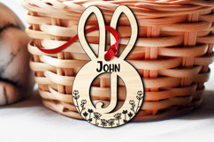 SVG Laser Easter Letter J Basket Tag Ornament Flowers Bunny Product Image 2