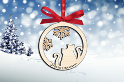 SVG Merry Christmas Kitty Cat Ornament Couple Laser Decor Product Image 2