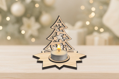 Holiday Joyful Christmas Candle Holder SVG Star Tree Design Product Image 3