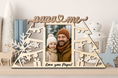 Winter Christmas SVG Papa and Me Photo Frame Gift Laser Kid Product Image 3