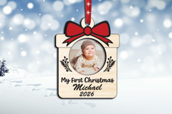 My First Christmas Gift Box Baby Photo Ornament SVG Laser Product Image 3