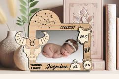 SVG Taurus Zodiac Baby Photo Frame Present Newborn Gift Product Image 3