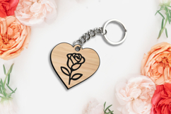 St. Valentine's Day Heart Rose SVG Key Chain Love Gift Laser Product Image 3
