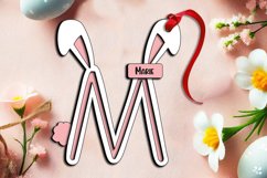 Laser cut SVG Letter M Easter Basket Tag Ornament Bunny Tail Product Image 3