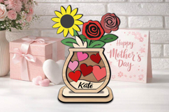 SVG Sunflower Roses Vase Mother Day Kid Coloring Gift Laser Product Image 3