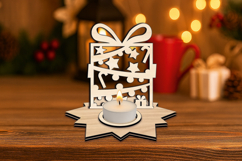 Christmas Pattern Holiday Present SVG Laser Candle Holder Product Image 3