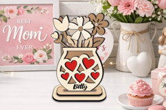 Flower Vase Mother Day Kid Coloring Gift Laser SVG Ornament Product Image 3