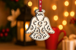 Christmas Tree Holy Angel Ornament SVG Laser Holiday Present Product Image 3