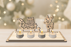 Santa&#039;s Sledge Deer Candles Holder SVG Christmas Laser Gift Product Image 3