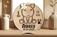 Pig Baby Announcement SVG Round Board Laser Circle Porky Product Image 3