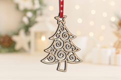 Joyful Christmas Tree Holiday SVG Laser Ornament Present Product Image 2
