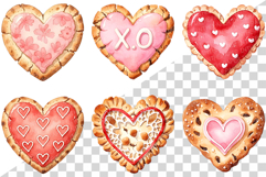 Valentine Pink Heart Cookie | Watercolor dessert biscuit PNG Product Image 3