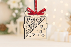 Present Design Christmas Ornament SVG Winter Pattern Laser Product Image 3