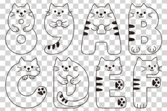 Cat Line Font | Cute Alphabet SVG Numbers EPS Clipart Kitten Product Image 3