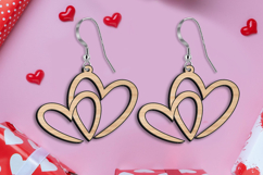 Laser SVG Two Hearts Earrings Valentine Gift Love Present Product Image 3
