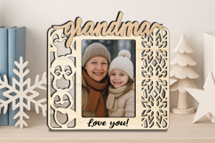 Grandma &amp; Me SVG Christmas Penguin Winter Photo Frame Laser Product Image 3