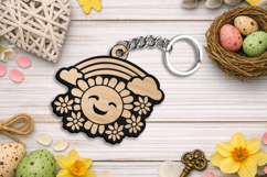Happy Spring Sun Keychain Laser SVG Gift Rainbow Accessory Product Image 3