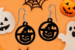 Halloween Pumpkin Witch Hat Earrings SVG Laser Scary Gift Product Image 2
