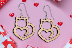 SVG Cat Love Heart Valentine Earrings Romantic Laser Gift Product Image 3