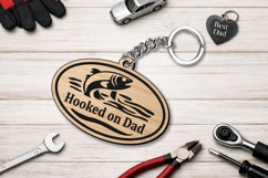 SVG Hooked on Dad Father Day Keychain Gift Laser Grandpa Product Image 3