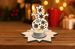 Laser SVG Snowman Christmas Candle Holder Snowflakes Pattern Product Image 3