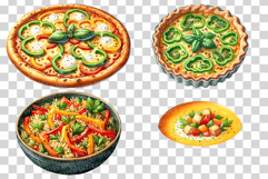 Green Bell Pepper Cuisine | Watercolor Vegetable Food PNG Product Image 3