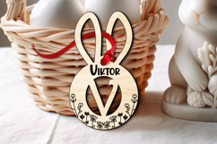 Bunny Laser Letter V SVG Flowers Easter Basket Tag Ornament Product Image 1