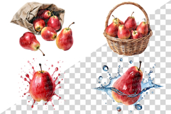 Red Pear | Watercolor fruit fresh ripe juicy png Clipart Product Image 3