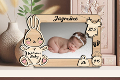 Bunny Laser SVG Baby Photo Newborn Frame Home Decor Sign Product Image 3