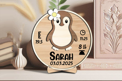 Penguin Baby Announcement Round Board Laser Circle Sign SVG Product Image 3