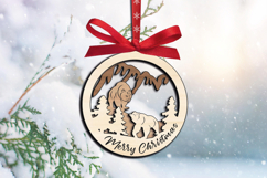 Merry Christmas Bears Ornament SVG Laser Home Decor Winter Product Image 3